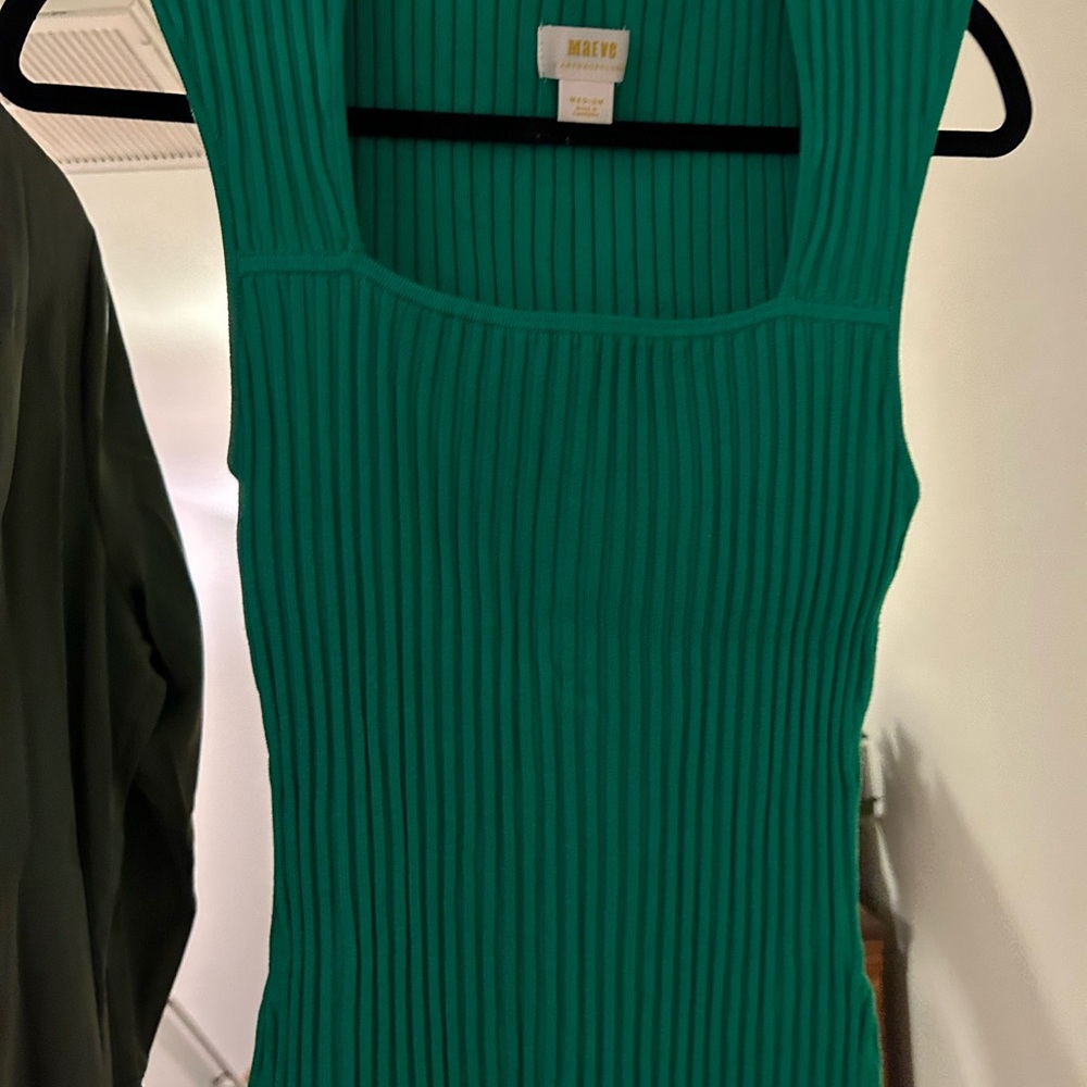Maeve Green Ribbed Tank Top